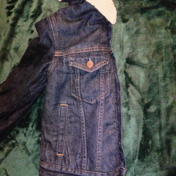 GAP Denim Sherpa Icon Jean Jacket Boys Sz M / 8 - Picture 4 of 14